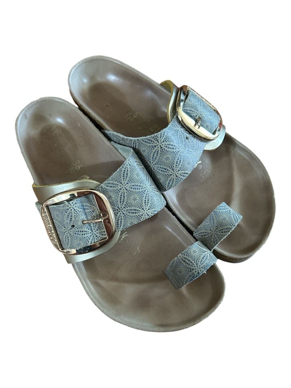 Birkenstock Miramar Ceramic Blue Big Buckle Slides Sz 36 US 5